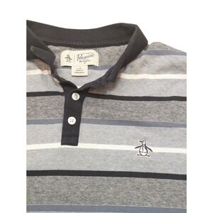 Original Penguin Polo Shirt Mens Large Striped Short Sleeve Casual Golf Tee